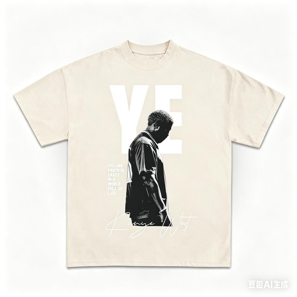 Camiseta Estilo Bootleg Kanye West Verano Ropa de Algodón para Hombres y Mujeres Moda Oversize Manga Corta
