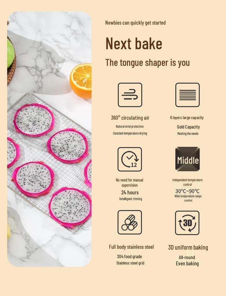 Compact Smart Dehydrator for Vegetables, Fruits, Meat, and Herbs: Multi-functional Household & Commercial Food Dryer