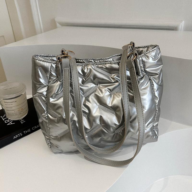 

Жіночі стьобані сумки-тоут великої місткості Зимові пухові бавовняні стьобані сумки через плече Модні дівочі сумки під пахву Пухкі сумки