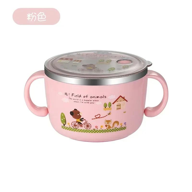 Brotdose für Kinder Niedliche Edelstahl Suppen-Nudel-Schüssel Großes Fassungsvermögen Fallschutz Verbrühschutz Bento-Box Schul-Lebensmittelbehälter