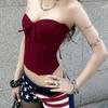 European-American Sexy Strapless Fishbone Steel Ring Vest: Pleated, Slim-Fit, Versatile Women's Top