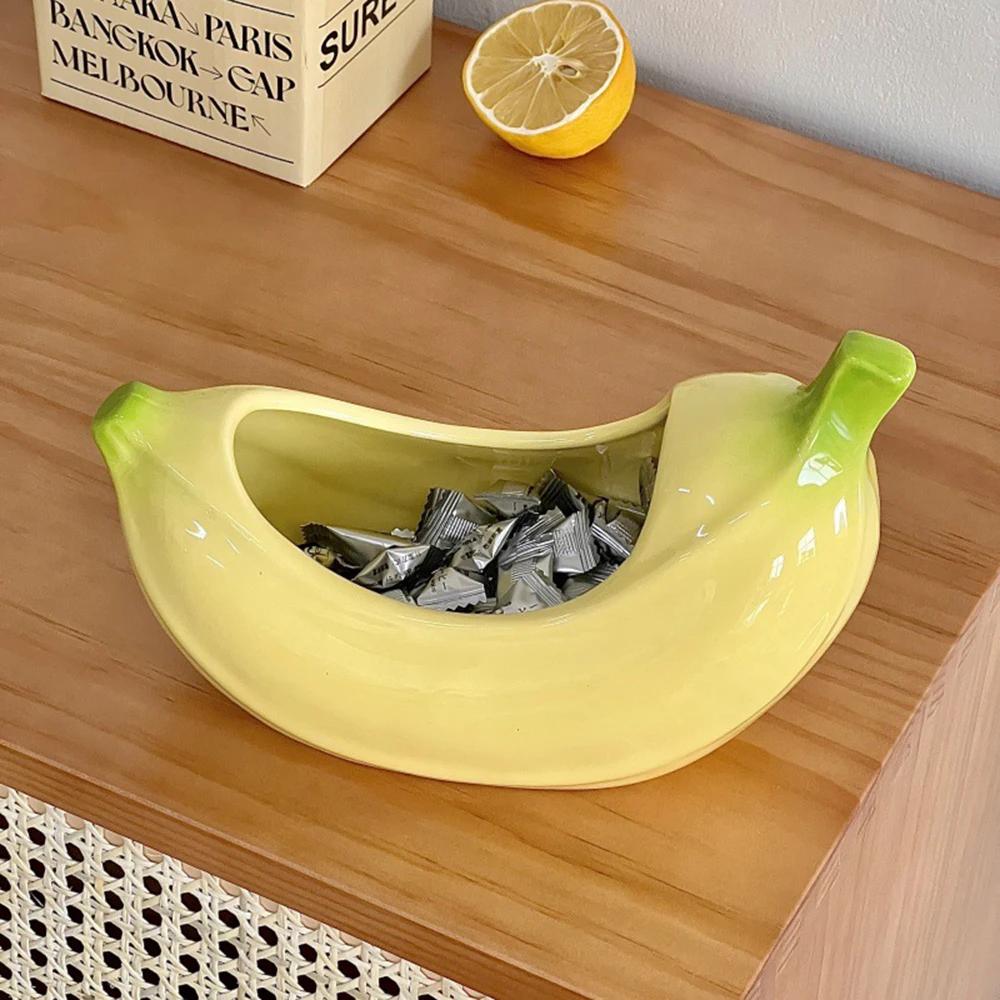 Creative Banana Desktop Storage Box Entrance Key Storage Pallet Ceramic Desktop Decorative Ornament Remote Control Storage Box