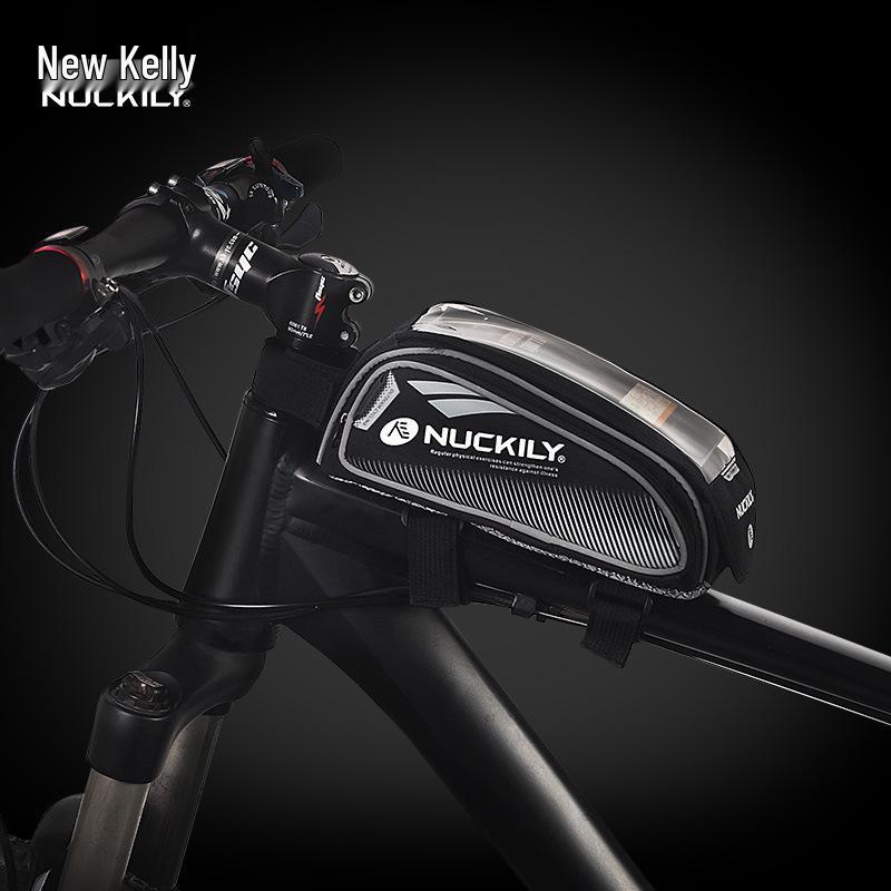 

Waterproof Bicycle Front Beam Phone Bag with Touch Screen for Top Tube - Mountain Bike Accessories. 23cm*14cm*8.5cm серый