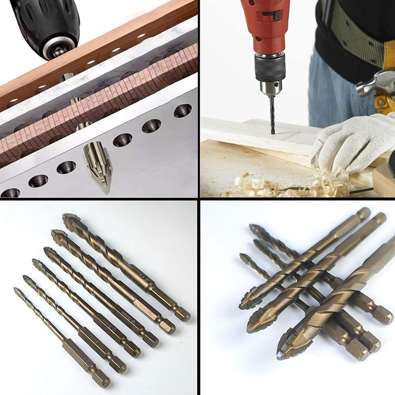 Four-Edged Eccentric Drill Bit Skewed Head High Hardness Tile Drill Bit Serrated Concrete Drill Bit Set Drilling Tool
