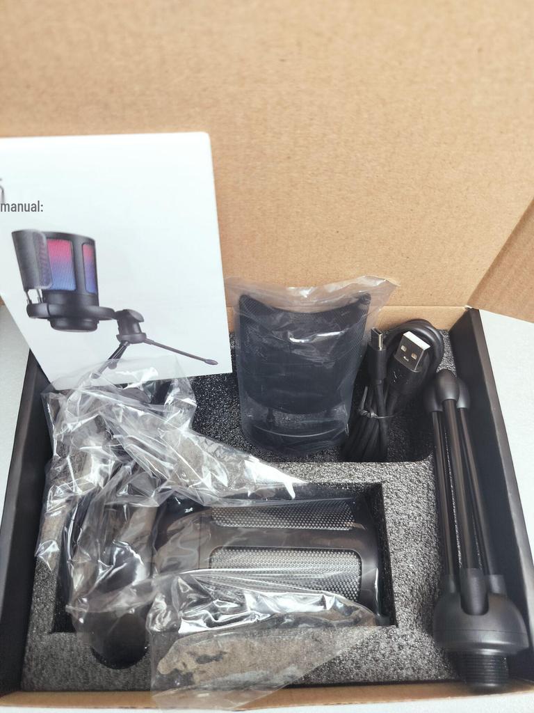 RGB USB Condenser Microphone with Desktop Tripod Stand for Gaming & Live Streaming