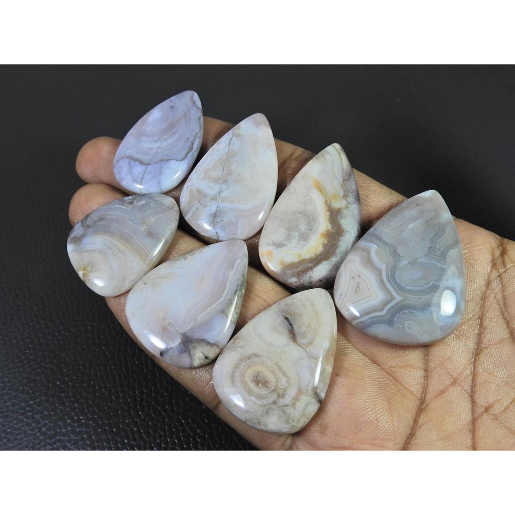 308Cts.Natural Crazy Lace Agate Pear Shape Cabachon Loose Gemstone 07Pcs Lot C-2537