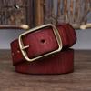 Vintage Handmade Men's Leather Belt Top Layer Pure Cowhide Copper Buckle Jeans Leather Belt