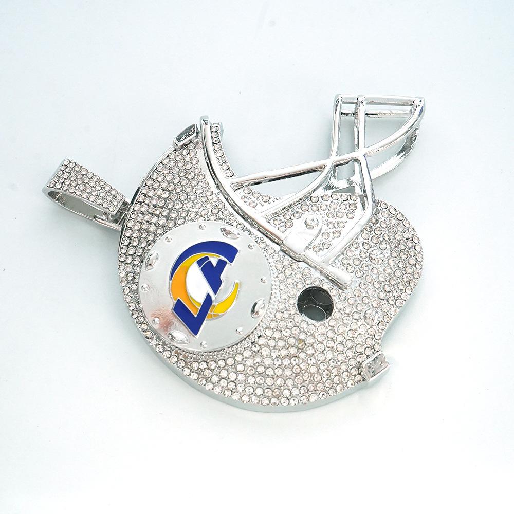 European and American Los Angeles Rams Football Helmet Alloy Pendant Cuban Necklace