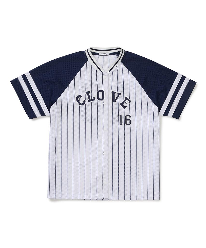 CLOVE [26Sm Clove] Numbering Stripe Baseball Shirt (Navy)