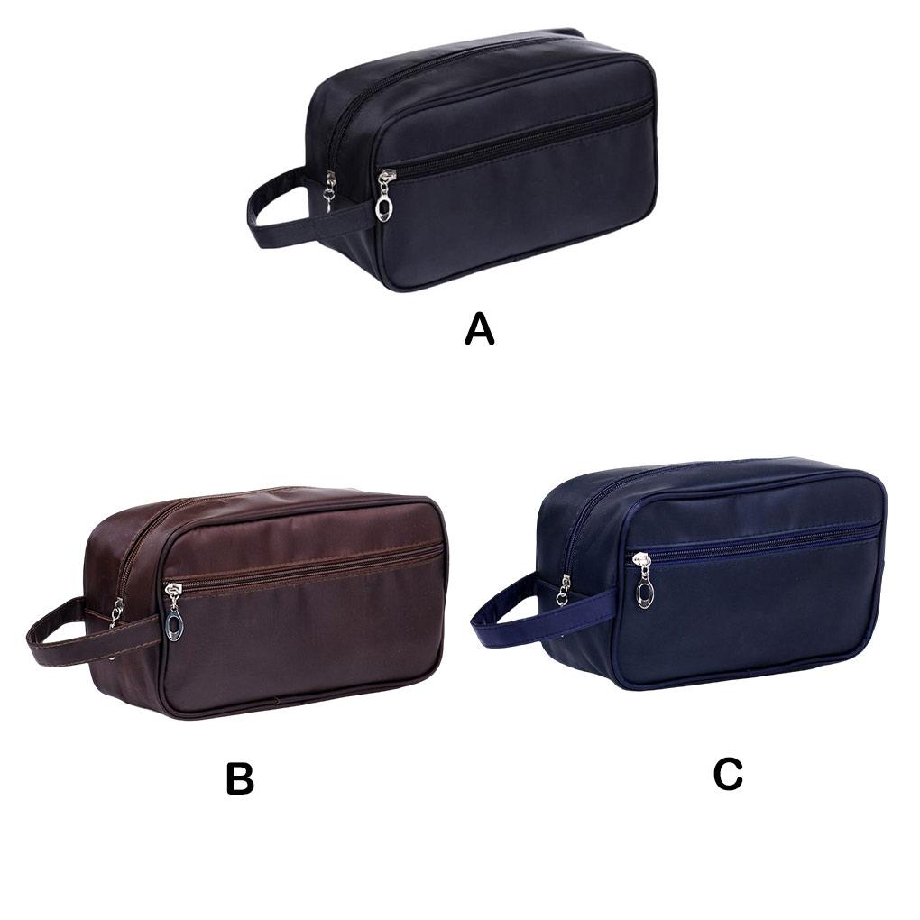 Nylon Toiletry Storage Bag Portable Zipper Solid Color Multi-pocket Lifting Strap Travel Cosmetic Sundries Bags Container