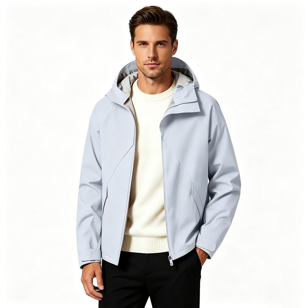 Men's Hooded Windbreaker Jacket Windproof Lightweight for Spring Fall Outdoor Hiking Everyday Wear