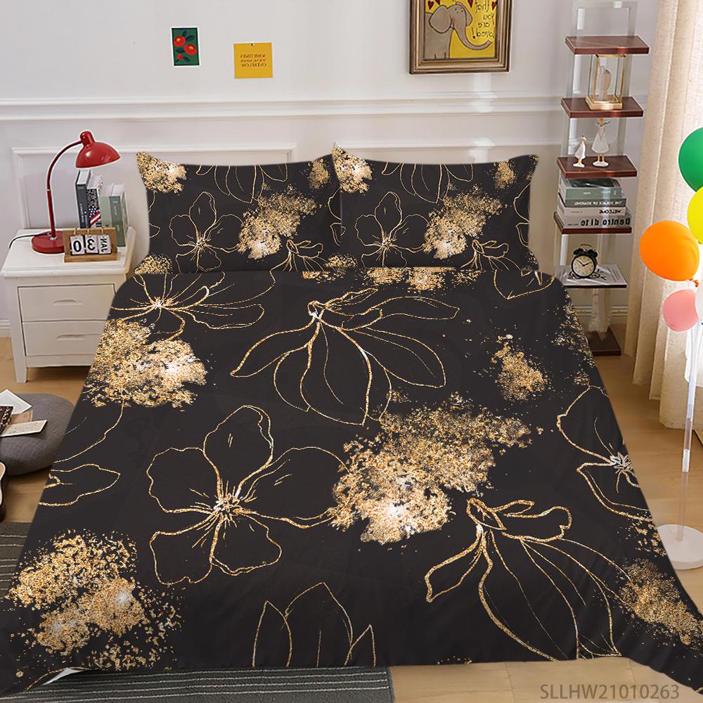 Cartoon Painting 3D Digital Printing Quilt Cover Pillowcase Two Three Piece Set Polyester