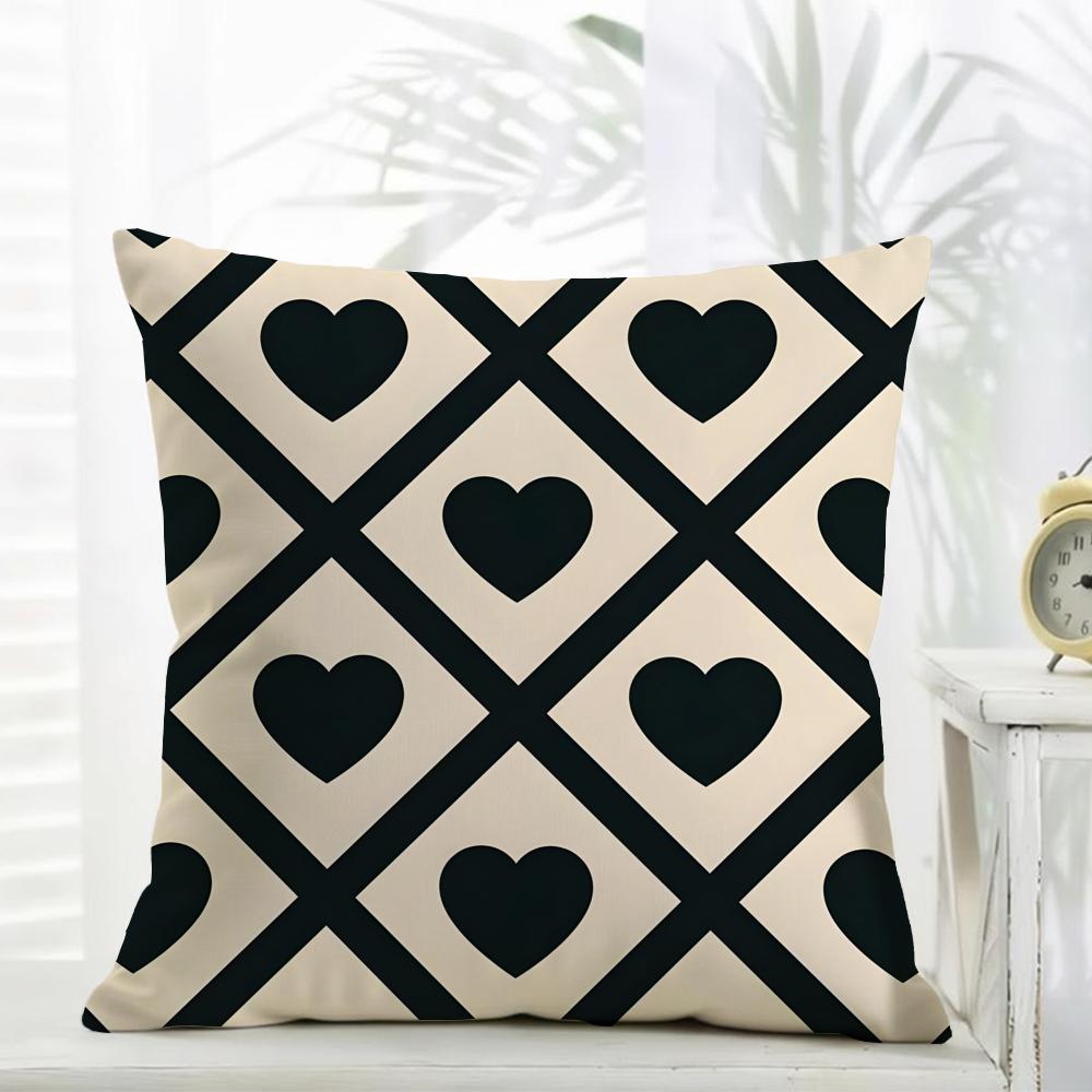 Fashion Love Heart Cushion Cover Comfort Daily Washable Linen Soft for Sofa Bed Home Room Decor