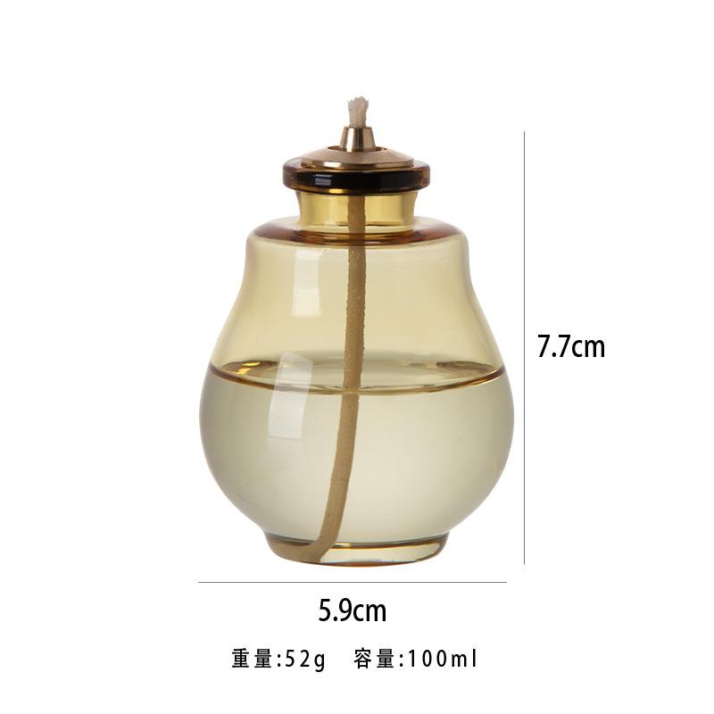 

Прозрачная стеклянная масляная лампа круглой формы, бездымный подсвечник для гхи, чайной свечи, минималистичный домашний декор жёлтый