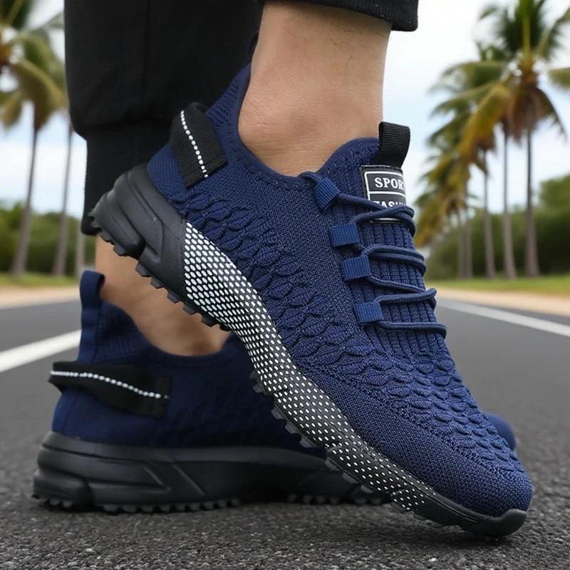 Men's Casual Running Shoe Fashionable Lightweight Fitness Breathable Sneakers Anti Slip Lace Up Quick Drying Summer Tennis Shoes
