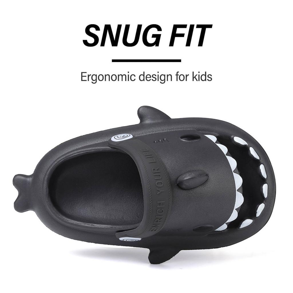 Fashion SmilePoP Kids Shark Slides Sandals Summer Slip-On Sandals Shower Beach Pool Anti-slip Slippers for Kids Girls ThickSole Slippers