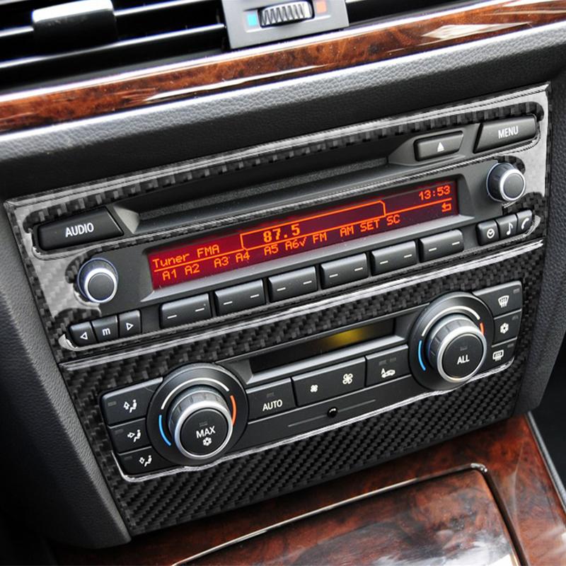 Carbon Fiber Car Center Console Gear Control Button Panel Frame Trim Stickers For BMW 3 Series E90 2005-2012 Accessories