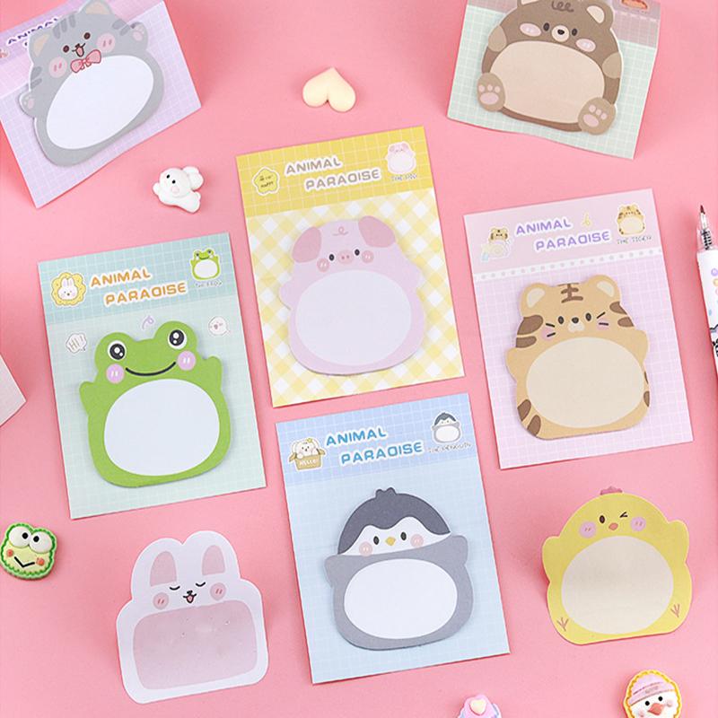 1 Piece Adhesive Kawaii Cartoon Animals Sticky Notes Notepad Memo Pad Office School Supplies Stationery Sticker