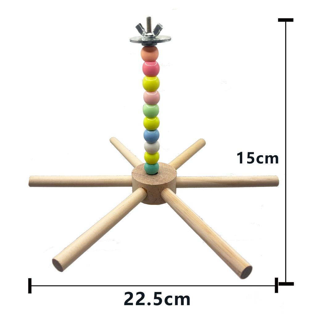 Colorful Rotating Wood Ropes Parrot Toy Interactive Bird Cage Hanging Chew Educational Toy for Small Animals