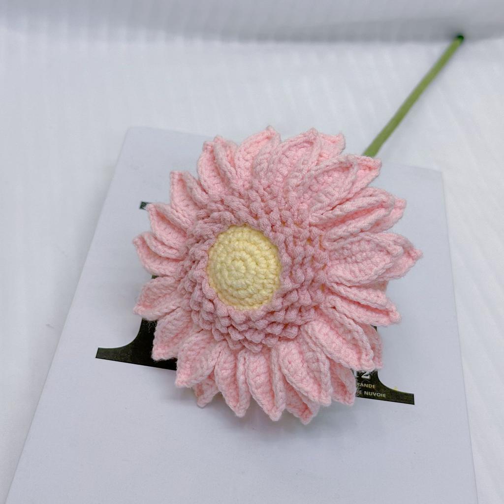 1 Stück Doppelschichtige Sonnenblume Handgehäkelt Kunstblume Geschenk für Außenhof Terrasse Garten Zuhause Feiertags-Party Dekoration