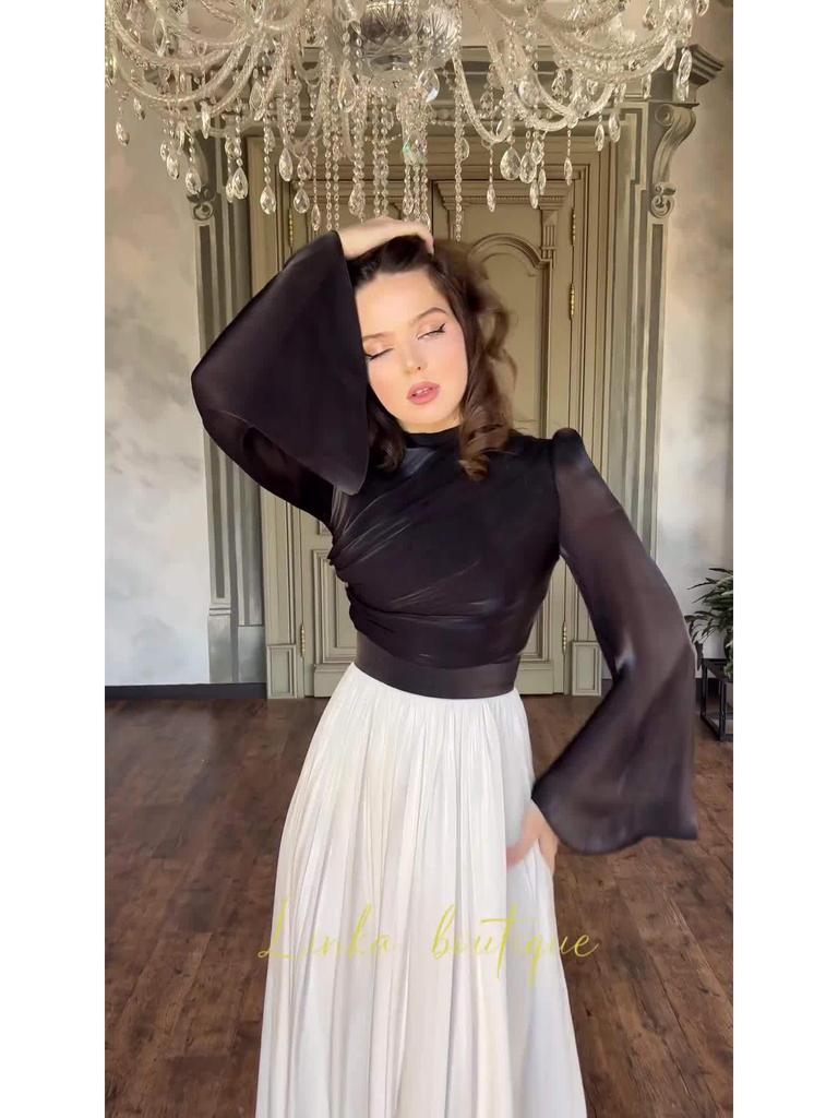 2025 Autumn Celebrity Waist-Slimming Silky Spliced Long Women's Dress
