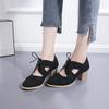 Mode 2024 Marke Damenschuhe Schnürschuhe High Heels für Damen Mode Aushöhlen Büro und Karriere Heißer Verkauf Plus Size Solide Heels Damen