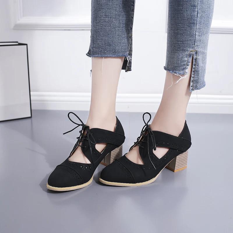 Fashion 2024 Brand Women's Shoes Lace-up Women's High Heels Fashion Hollow Out Office and Career Hot Sale Plus Size Solid Heels Women