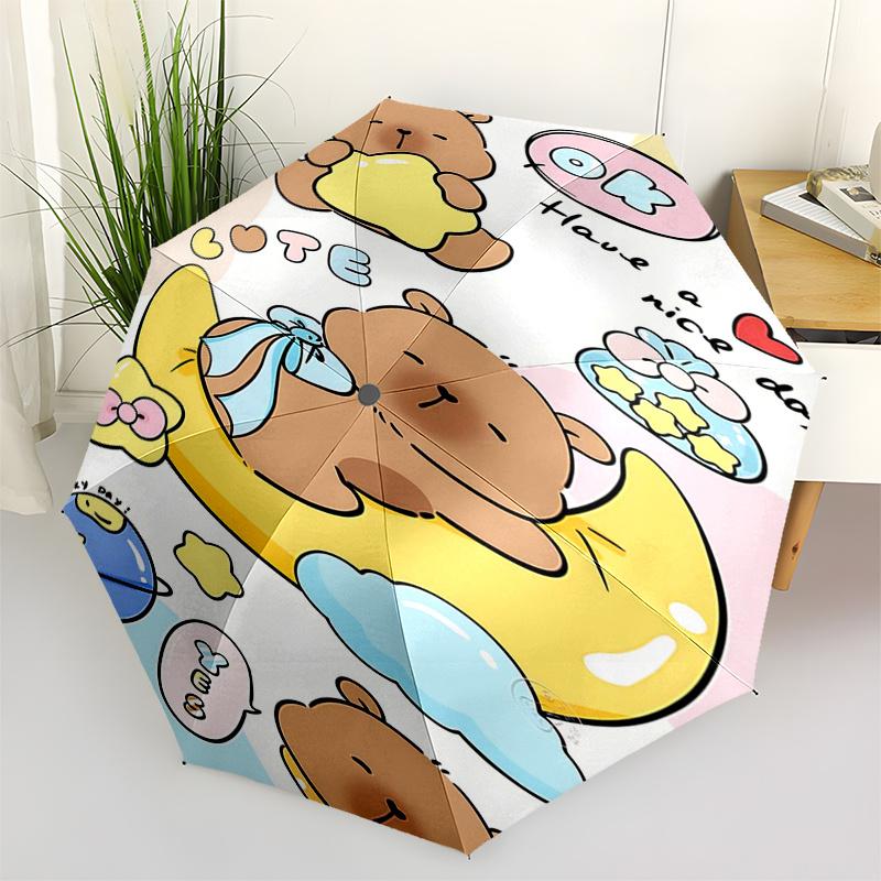 

Capybara Themed Travel Umbrella-8 Ribs Automatic Opening and Closing, Portable Folding Design, Compact and Stylish Umbrella Suitable for Out