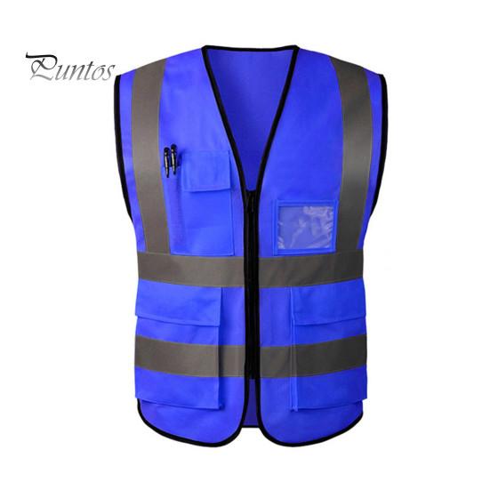 Arbeidsvest Herre Dame Refleksvest V-hals Ermeløs Glidelåslomme Pustende Nattsikkerhetsvest