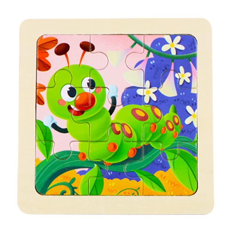 Small Children's 9-piece Wooden Plane Puzzle Cartoon Animation Puzzle Baby Educational Early Education Toy