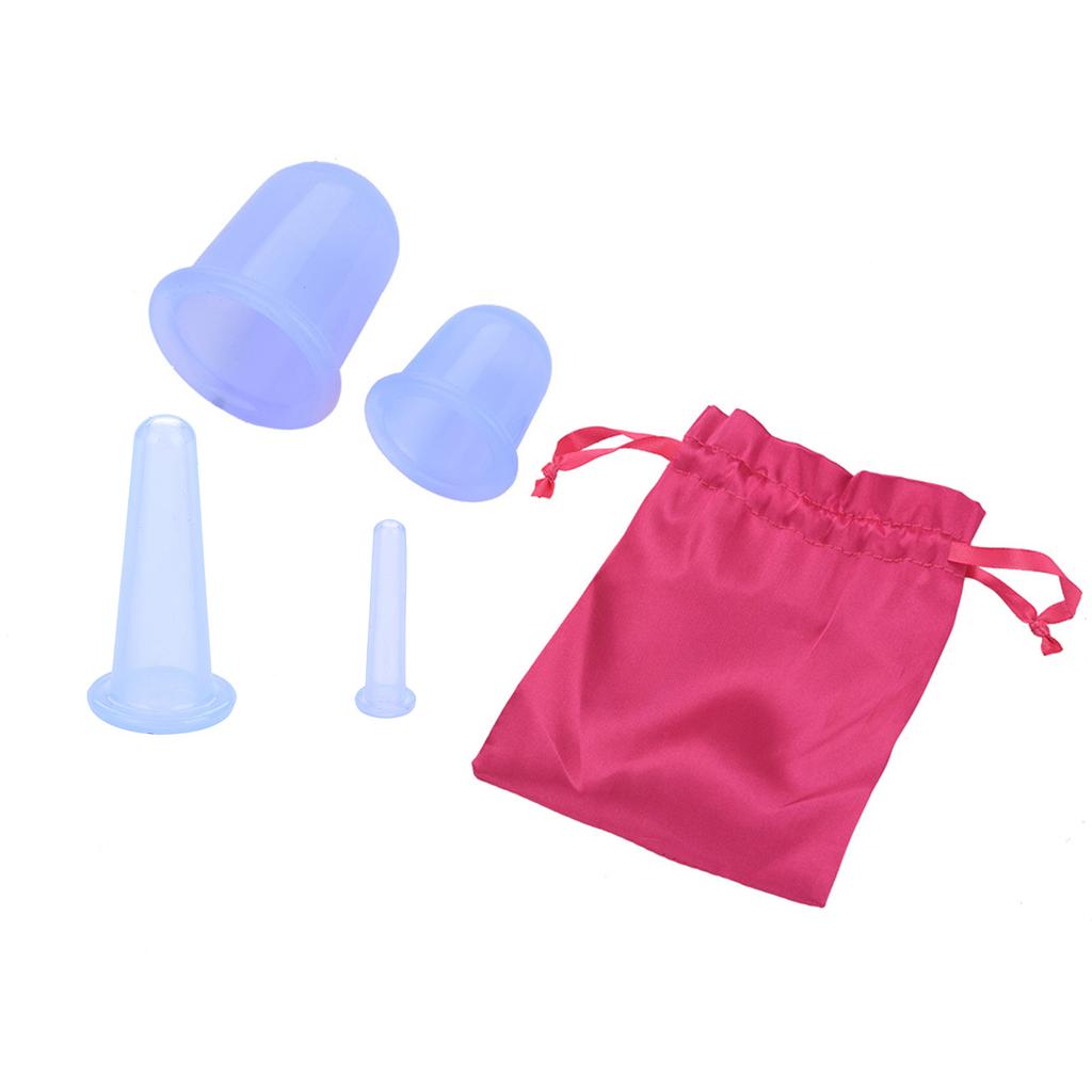 4pcs/set Silicone Vacuum Body Helper Anti Cellulite r Cups Cupping (Blue)
