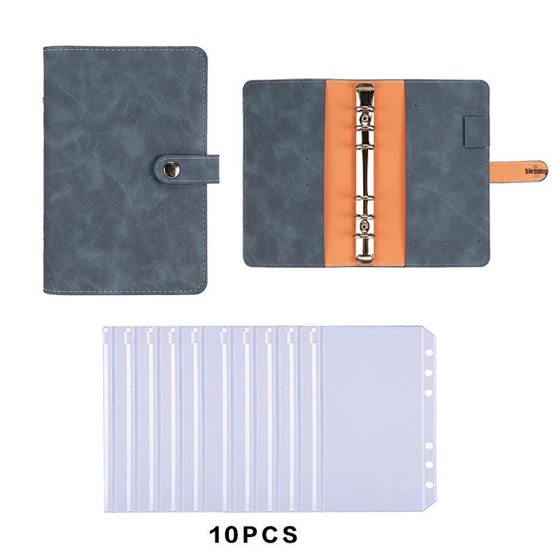A6 PU Leather 6-Hole Planner with Cash Envelope and Notebook Inserts