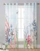 Summer Ocean Coral Shell Starfish Sheer Curtains for Living Room Decoration Window Curtains Kitchen Tulle Voile Organza Curtains