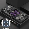 For iPhone 17 Pro Max Case INS Colorful Butterfly Flowers Pattern Magnetic For Magsafe Soft Cover For iPhone 16 15 14 13 Pro Max 17E 16E