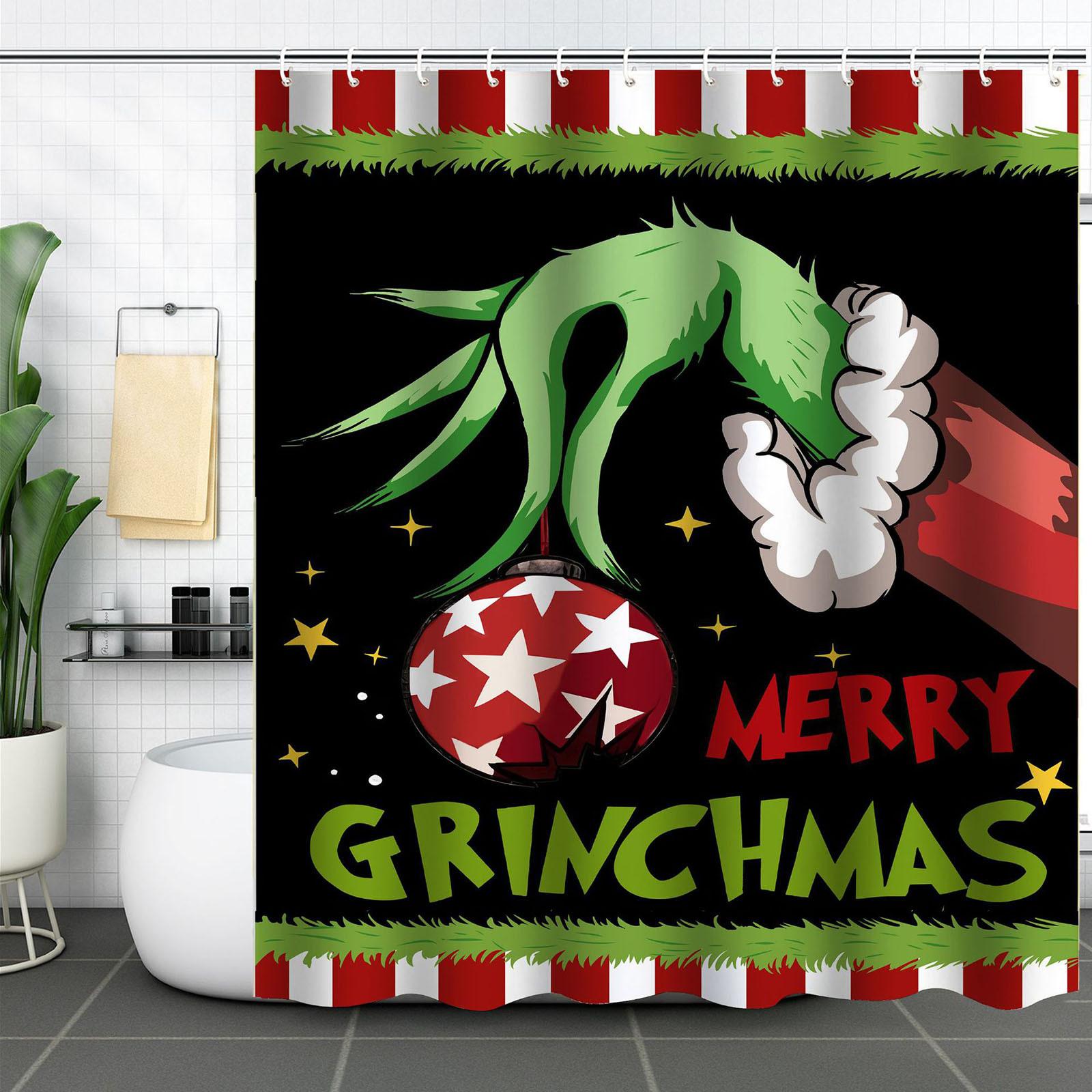

Рождественские украшения занавеска для душа 5.9x5.9 футов рождественский водонепроницаемый декор для ванной комнаты с крючками One Size