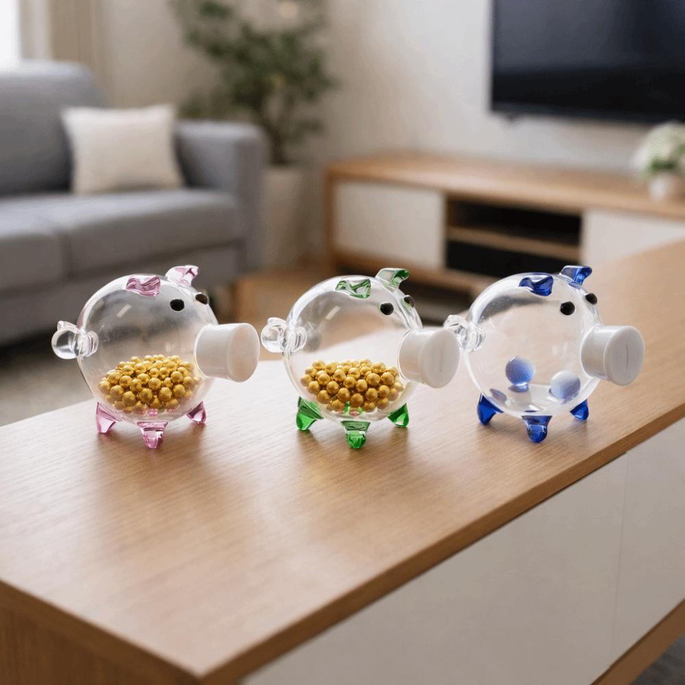 Visible Pig Shape Piggy Bank Cartoon Golden Beans Container Delicate Piggy Money Bank Home Decor