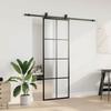 VidaXL Sliding Door Hardware Kit Black 76x205 Cm ESG Glass, Interior Door, Interior Barn Door, Door 3375943
