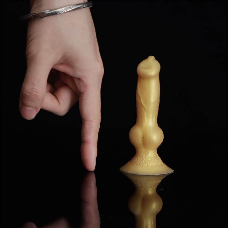 Základní ženská masturbátorka Zlatá mini psí dilda Realistická zvířecí penis Měkký malý vlčí penis Anální sexuální hračky pro ženy 18+