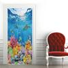 Underwater World Wallpaper 3D Door Sticker Self Adhesive PVC Fish Dolphin Poster For Kids Girls Room Home Door Decoration Murals