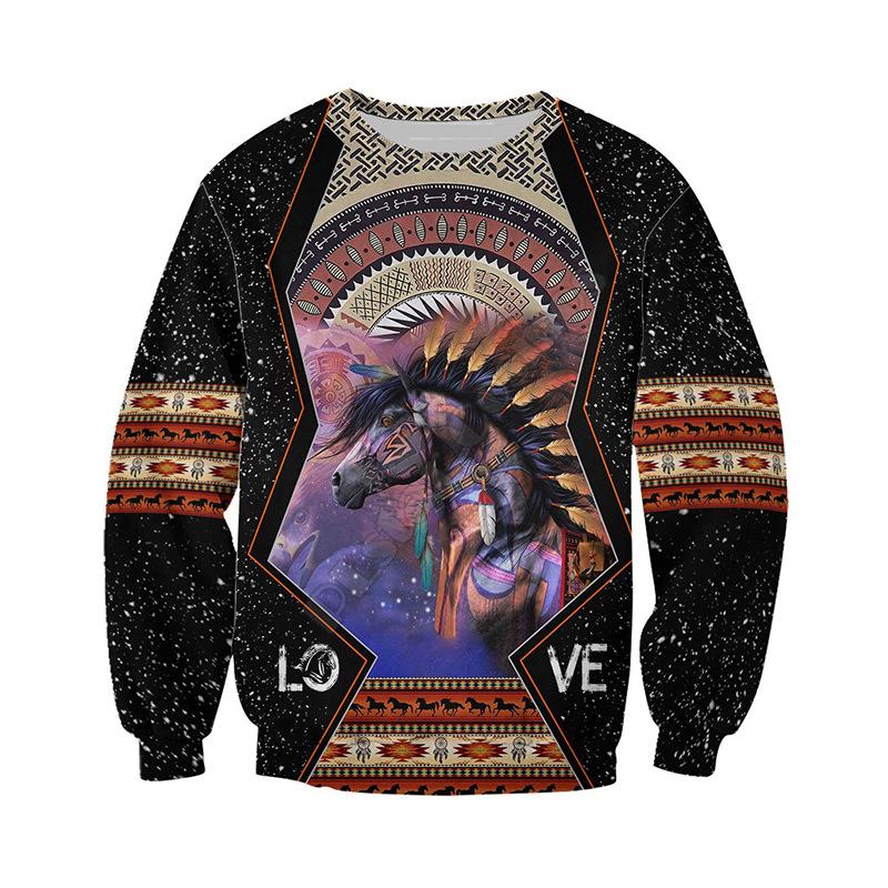 

Свободный свитшот с круглым вырезом, креативный 3D-цифровой индийский принт, топ с длинными рукавами 5XL