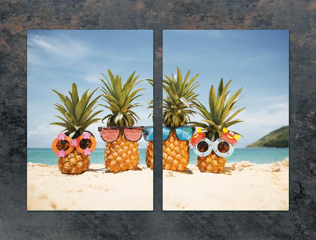 GLAS-SPRITZSCHUTZPLATTE FÜR DIE KÜCHE 2x35x52 ANANAS