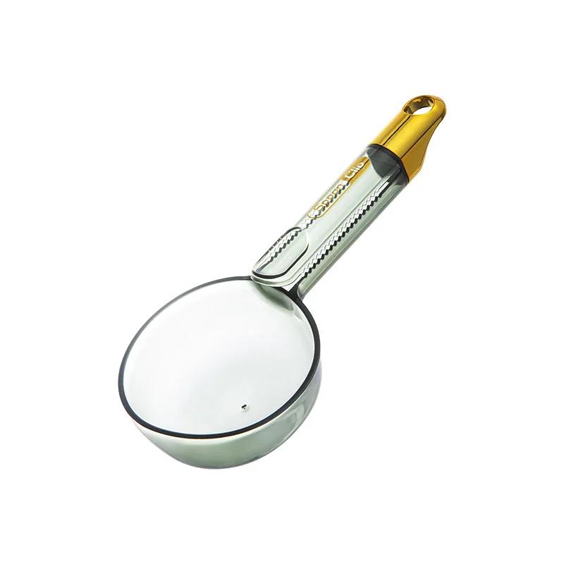 New Long Handle Measuring Spoon with Coffee Clip Cute Scoop for Rice Flour Baking Pet Food Dog Cat Feeding