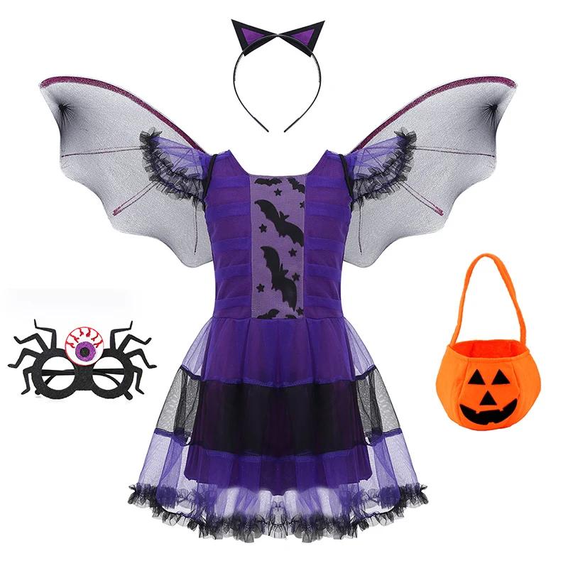 Halloweenkostuum voor kinderen Halloween Fantasy Vampierkostuum Meisjes Lange Tutu Jurk Kinderen Carnavalsoutfit Gotische Verenkleding 130cm beige