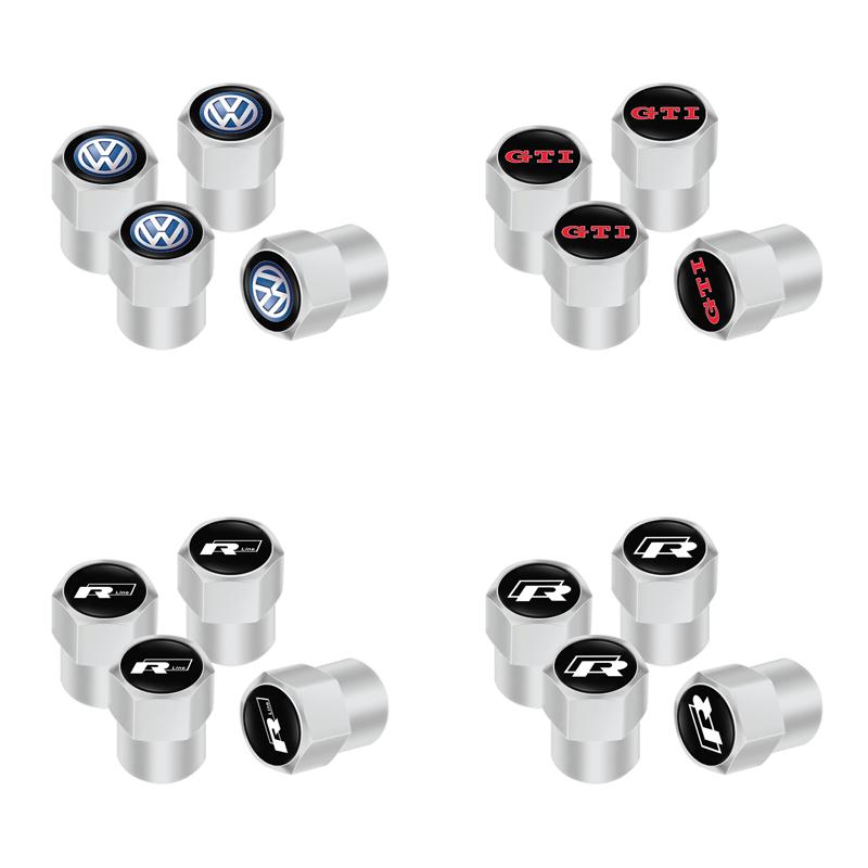 

Для VOLKSWAGEN VW 4 шт. Металеві ковпачки клапанів колісних дисків з болтом, пильовики Для Volkswagen GTI R-Line R Polo T5 Golf Passat Volkswagen