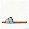Fashion Novelty Blue Denim Flat Slippers Women Fashion Round Toe Metal Buckle Decorate Brand Designer Shoes Cozy Non-slip Beach Shoes