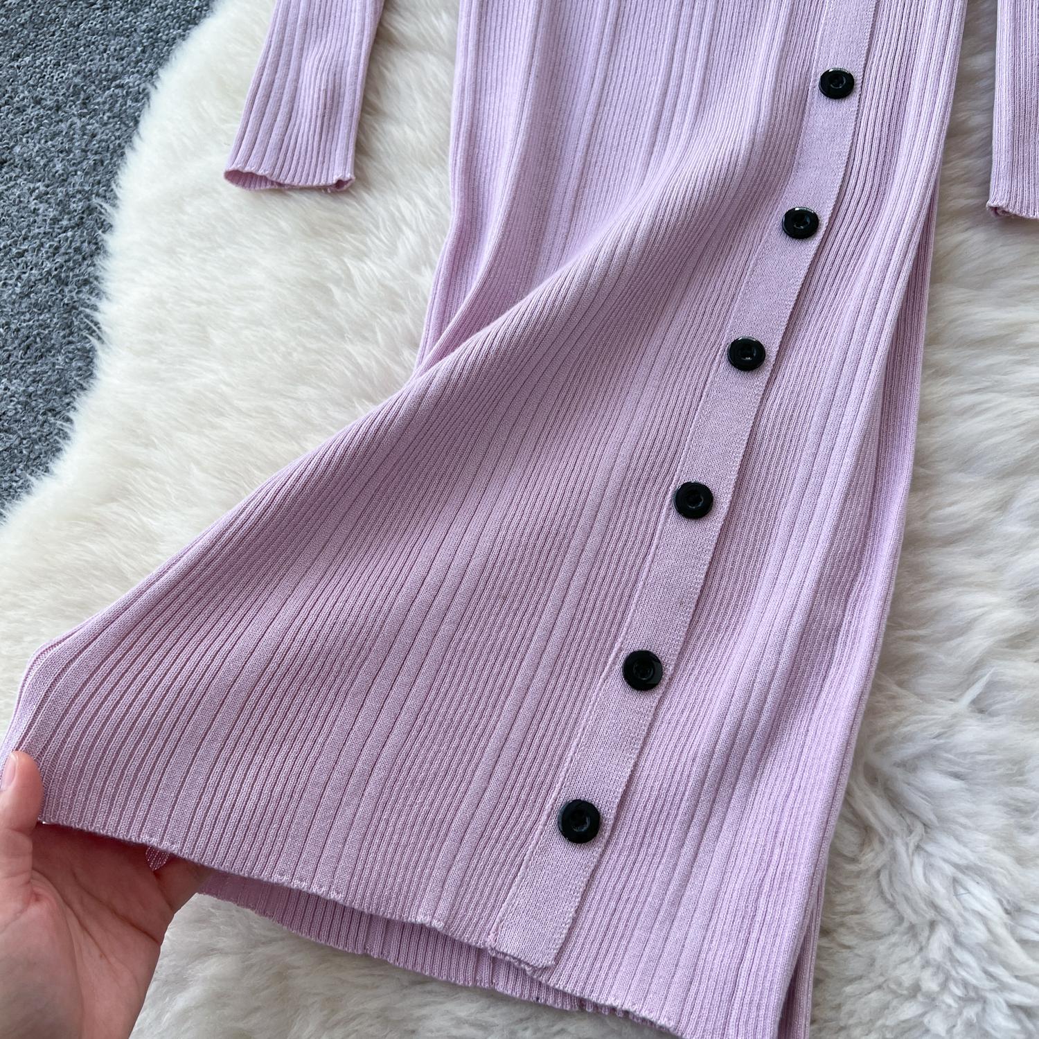 Трикотажные длинные платья для женщин с вырезом-лодочкой и открытыми плечами — фото 14