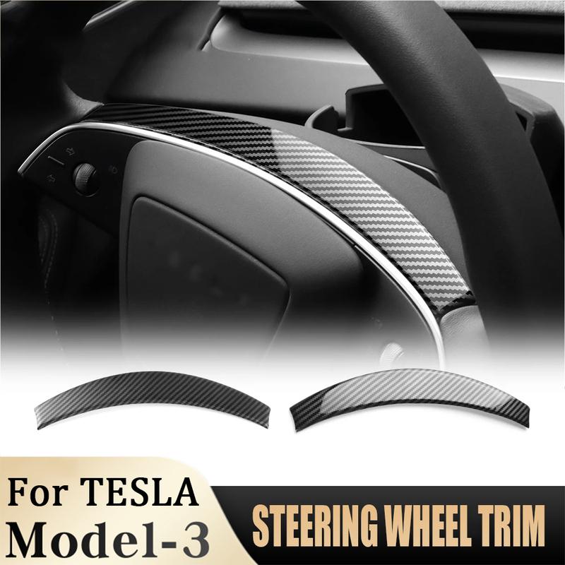 For Tesla Model 3 Highland 2024 ABS Matte Bright Carbon Fiber Trim New Model 3 Steering Wheel Frame Cover Interior Accessories