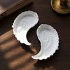 White Feather Jewelry Tray, Plaster Feather Trinket Dish, Decorative Wing Jewelry Dish for Earrings Necklaces Bracelets Dressing Table Decor
