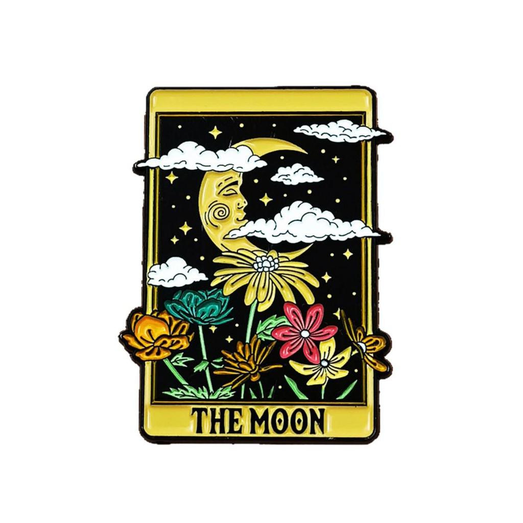 Colorful Moonlit Landscape Cartoon Brooch: Versatile Metal Pin for Backpack and Clothing Decoration