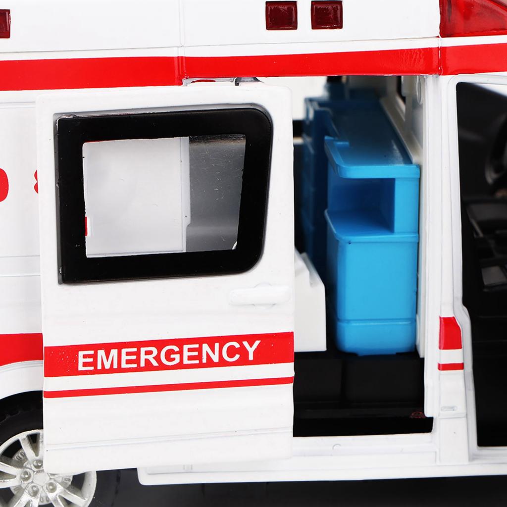 1:36 Záchranná sanitka pro nemocnice, model z tlakově litého kovu se zvukovým světlem pro dětské hračky
